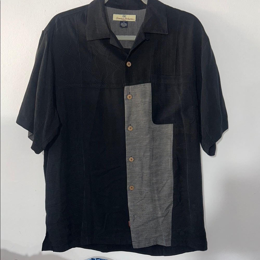Tommy Bahama Black and Gray Casual Button Down Shirt